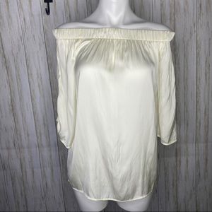 🍋 Belle Tweed Cream off the shoulder blouse